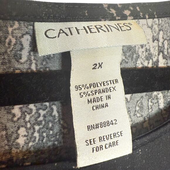 Catherines Black and Brown Snake Print Tunic with 3/4 sleeves Size 2X - Picture 4 of 4